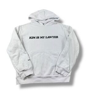 Talentless "Kim Is My Lawyer" White/Black Pullover Hoodie Womens Size Small EUC